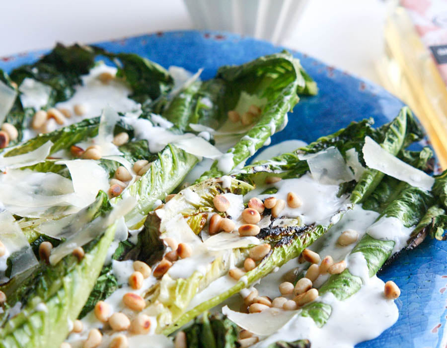 Grilled Romaine Salad with Herb Dressing