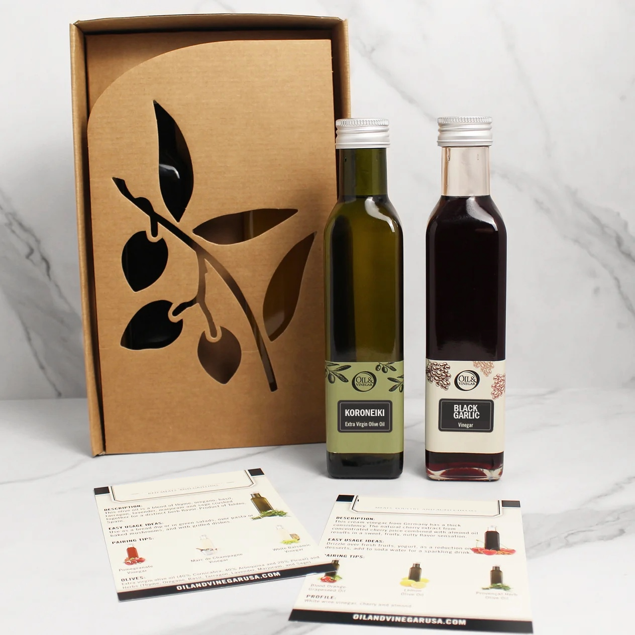 Koroneiki Extra Virgin Olive Oil & Black Garlic Balsamic Vinegar 2x250ml